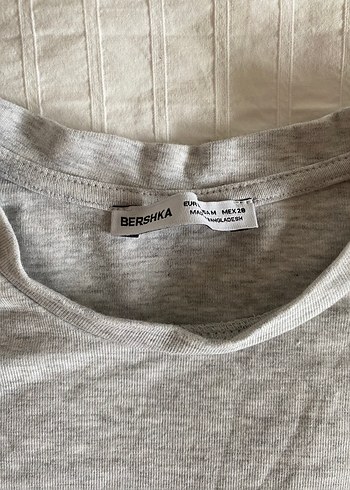 Bershka Gri Kısa Kollu Basic Kadın Tişört - Görsel 2