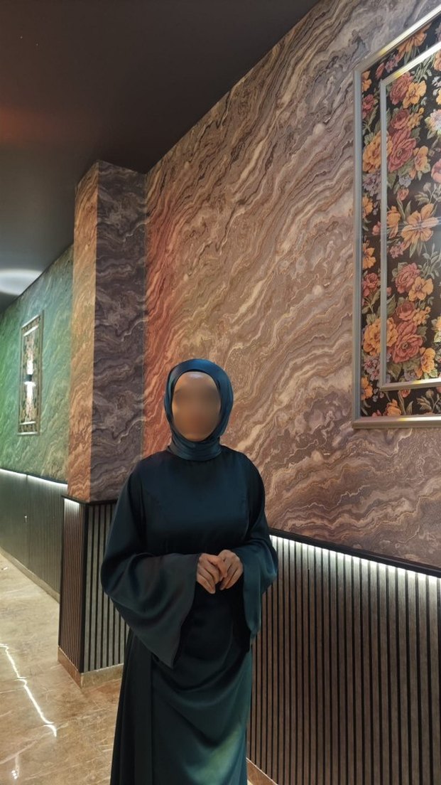 zümrüt yeşili Uzun Kollu abiye (şal ile beraber gönderilecek) - Görsel 2