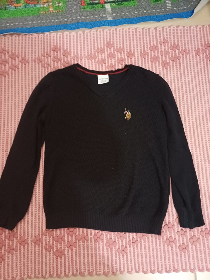 Siyah Erkek Çocuk V Yaka Triko Kazak - Görsel 2