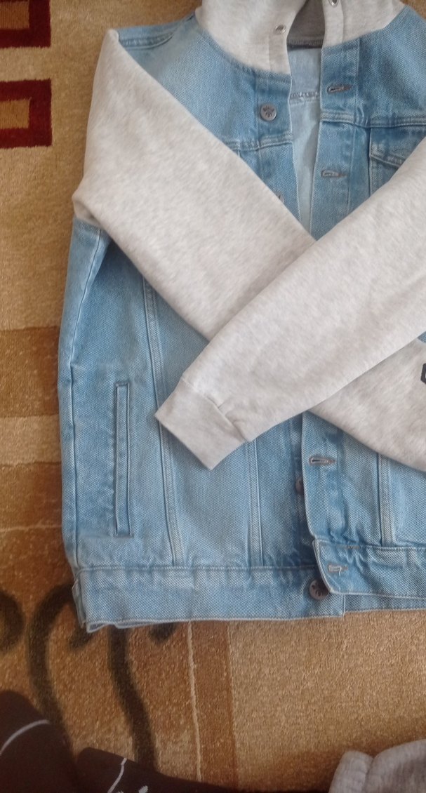 mavi Kot Ceket, Düğmeli, Salaş Kesim - Görsel 4