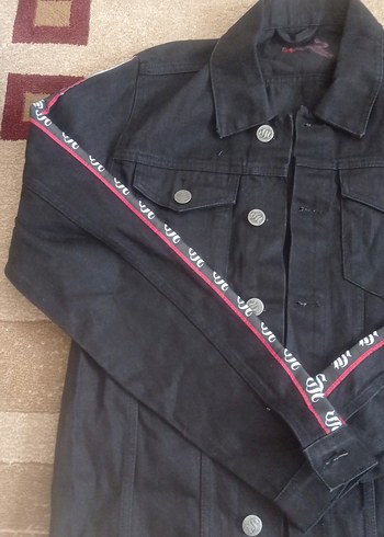 Düğmeli Siyah Kadın Denim Ceket - Görsel 7