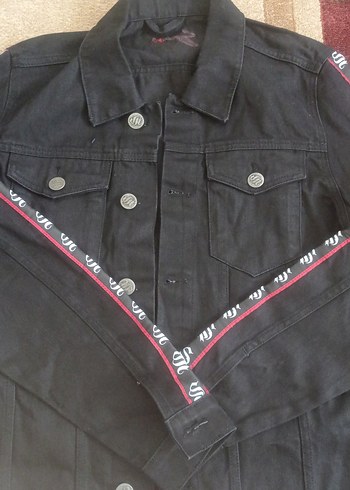 Düğmeli Siyah Kadın Denim Ceket - Görsel 8