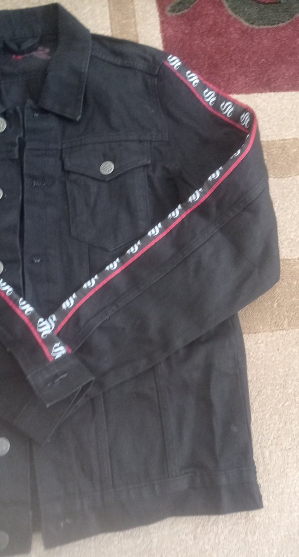 Düğmeli Siyah Kadın Denim Ceket - Görsel 4