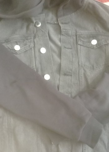 Erkek  Gri Kot Ceket Kapüşonlu - Görsel 7