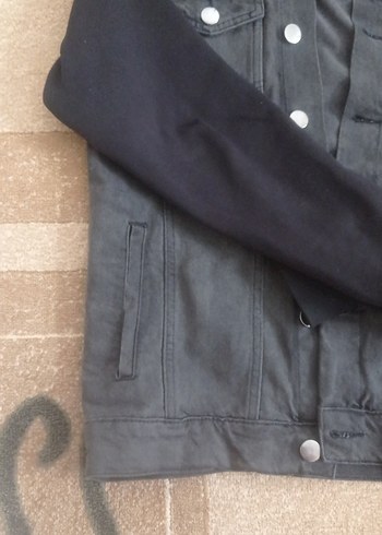 Erkek  Gri Kot Ceket Kapüşonlu - Görsel 5