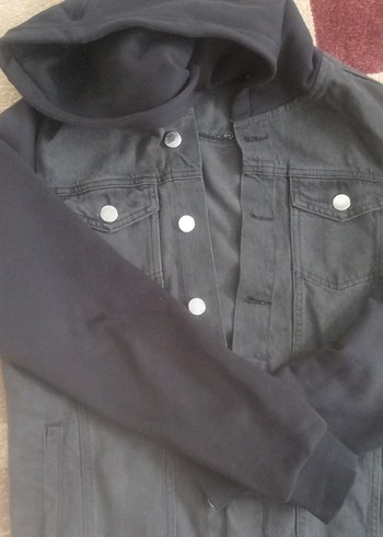 Erkek  Gri Kot Ceket Kapüşonlu - Görsel 4