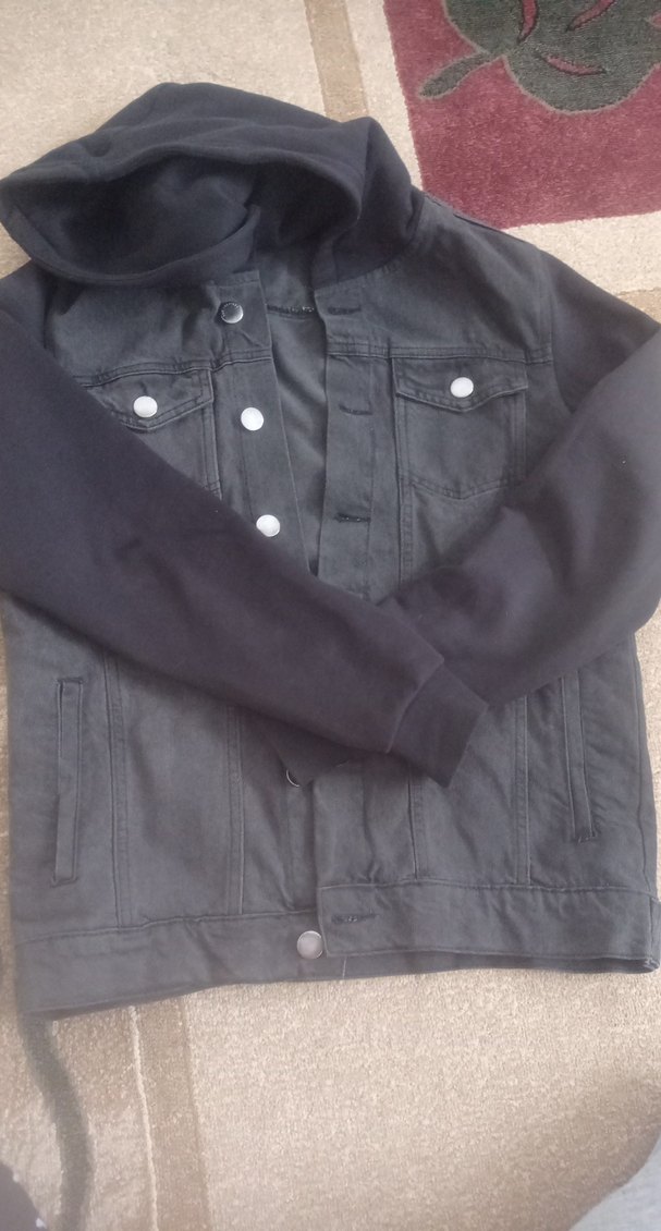 Erkek  Gri Kot Ceket Kapüşonlu - Görsel 3