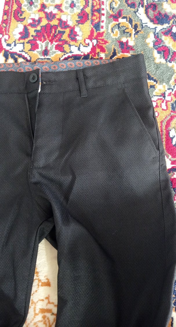 Erkek Siyah Regular Fit keten Pantolon - Görsel 2