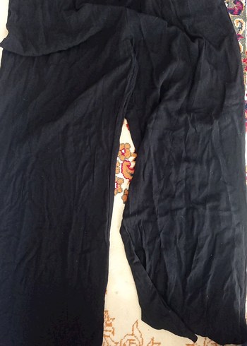 Kadın Siyah Bol Keten Pantolon - Görsel 11