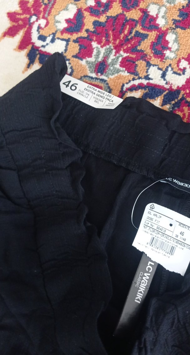 Kadın Siyah Bol Keten Pantolon - Görsel 4