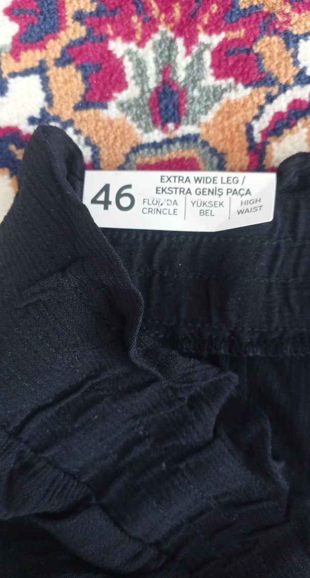 Kadın Siyah Bol Keten Pantolon - Görsel 5