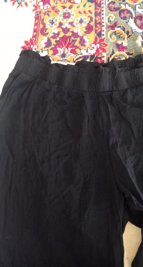 Kadın Siyah Bol Keten Pantolon - Görsel 3