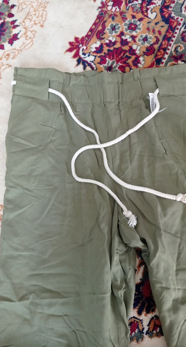 Kadın Kemerli Bol Kesim Uzun Kumaş Pantolon - Görsel 3