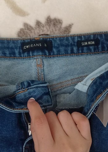 Düğmeli Bol Kesim Midi Kadın Kot Pantolon - Görsel 4