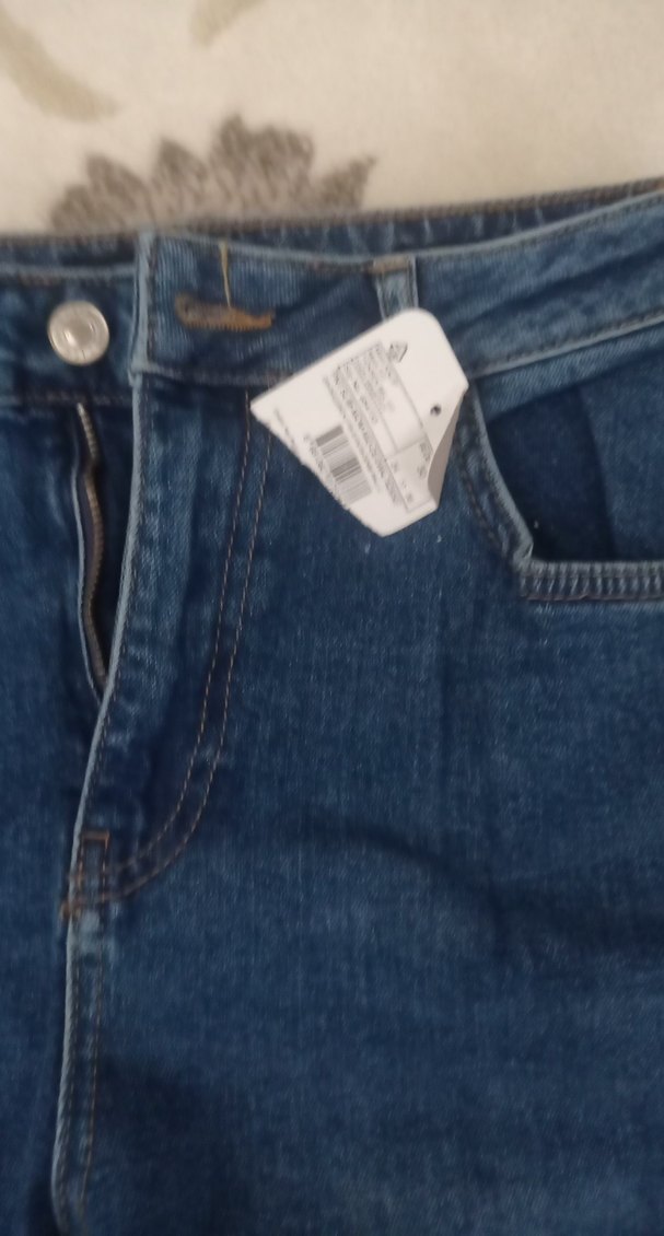 Düğmeli Bol Kesim Midi Kadın Kot Pantolon - Görsel 5