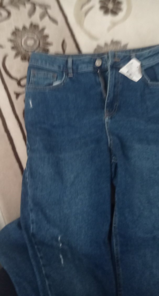 Düğmeli Bol Kesim Midi Kadın Kot Pantolon - Görsel 3