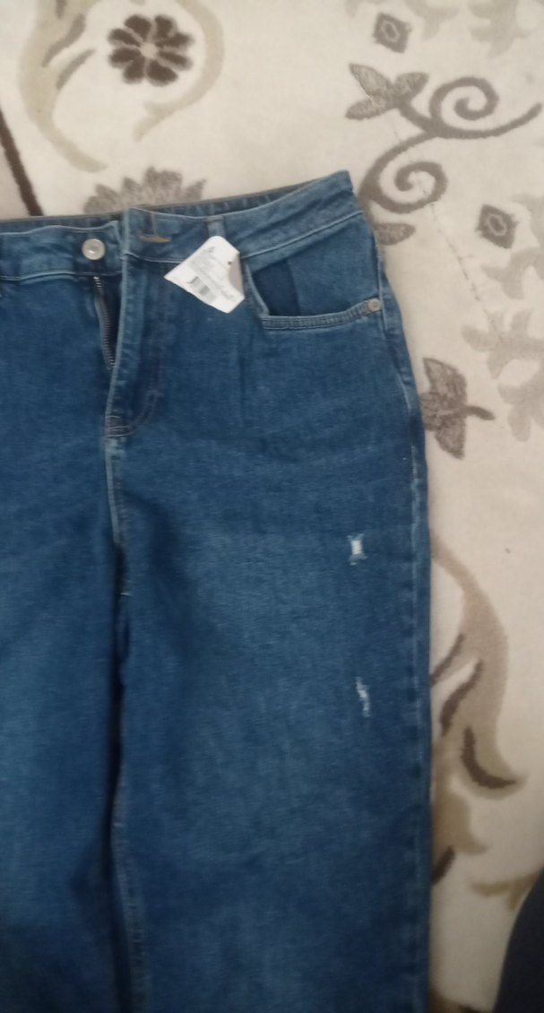 Düğmeli Bol Kesim Midi Kadın Kot Pantolon - Görsel 2