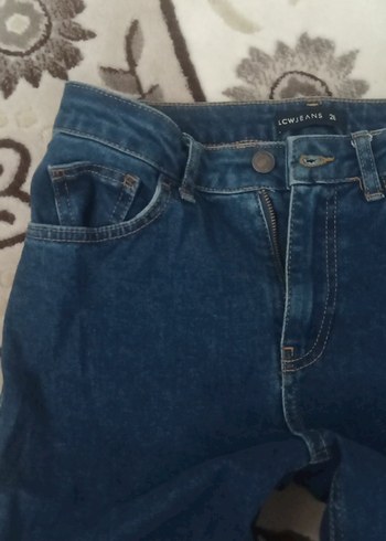 Kadın Mavi Bol Kesim Denim Midi Pantolon - Görsel 2