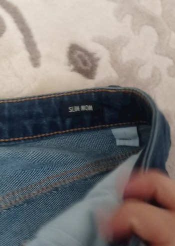 Kadın Mavi Bol Kesim Denim Midi Pantolon - Görsel 6