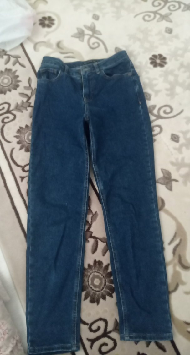 Kadın Mavi Bol Kesim Denim Midi Pantolon - Görsel 4