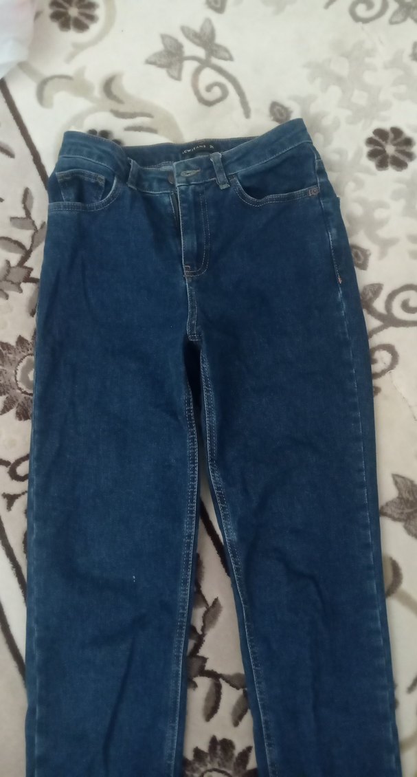 Kadın Mavi Bol Kesim Denim Midi Pantolon - Görsel 5