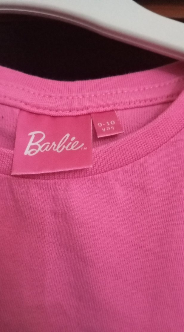 Kız Çocuk Pembe Barbie  Baskılı Kısa Kollu Tişört - Görsel 3