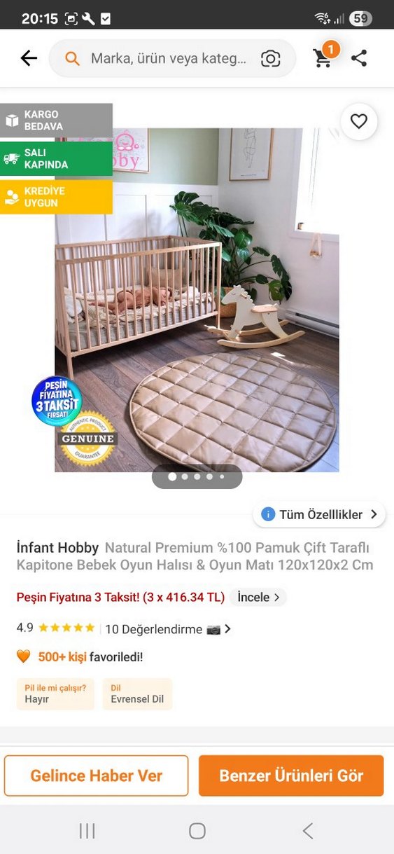 infant hobby Bej Bebek Oyun Matı - Görsel 5