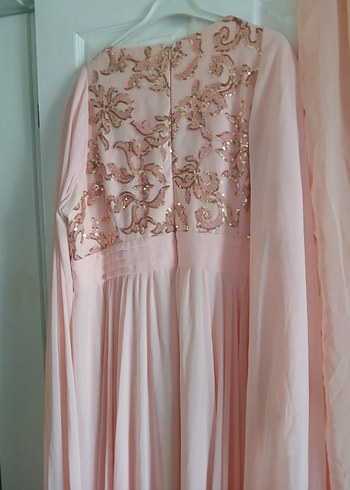 Pudra Nakışlı Uzun Kollu Kadın Abiye - Görsel 7