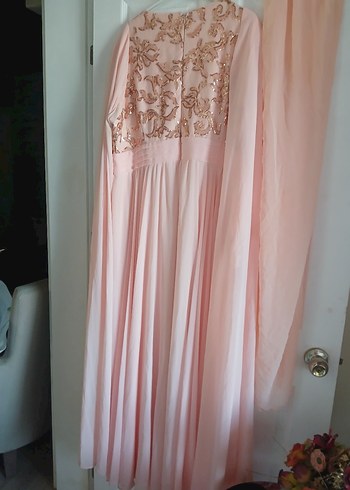 Pudra Nakışlı Uzun Kollu Kadın Abiye - Görsel 6