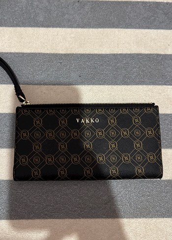 Vakko Siyah Monogramli Uzun Cuzdan