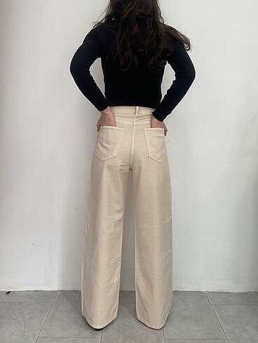 Massimo Dutti Krem rengi kot pantolon