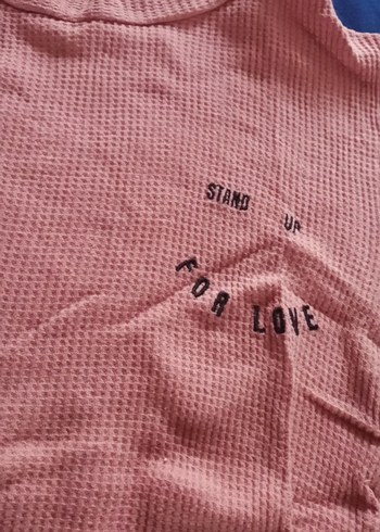 Kızlar için kısa kollu pembe keten tişört - Görsel 2