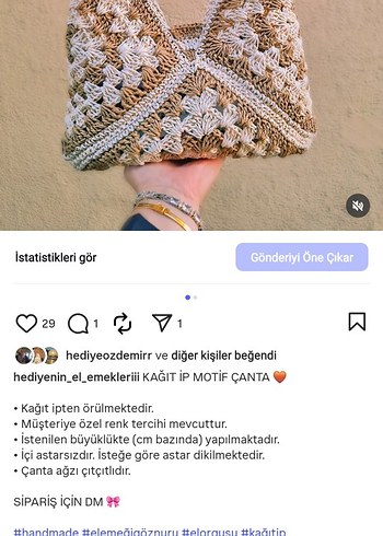 Diğer Kağıt ip motif çanta