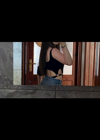 Siyah Tokalı Kadın Bel Zincirli body - Görsel 2