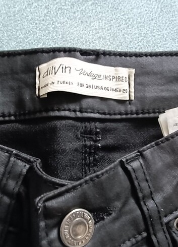 36 Beden siyah Renk Deri Görünümlü Vintage Dilvin Pantolon