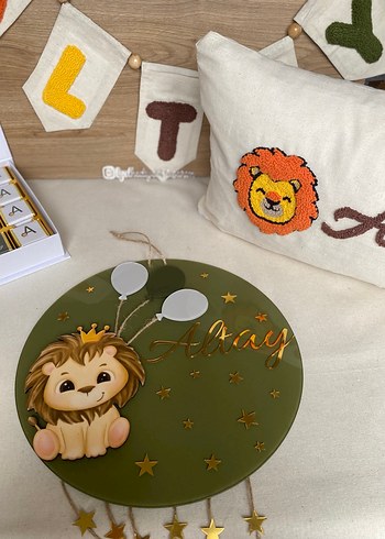 Aslan Figürlü Çocuk Odası Duvar Süsü - Görsel 2
