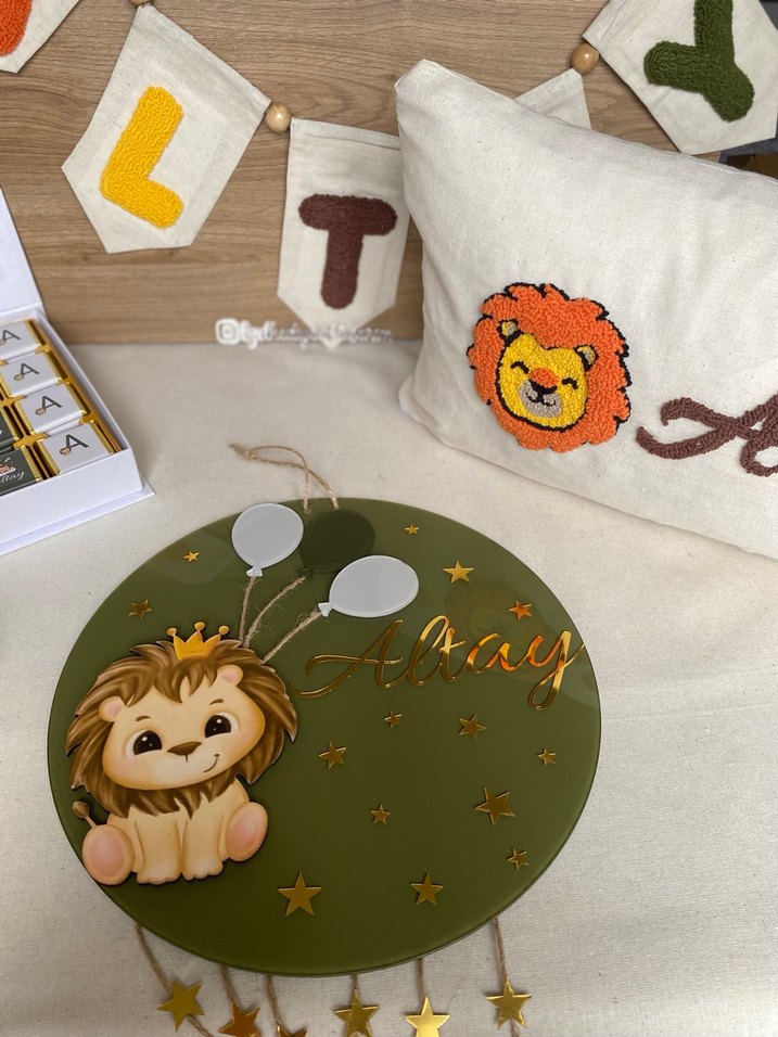 Aslan Figürlü Çocuk Odası Duvar Süsü - Görsel 2