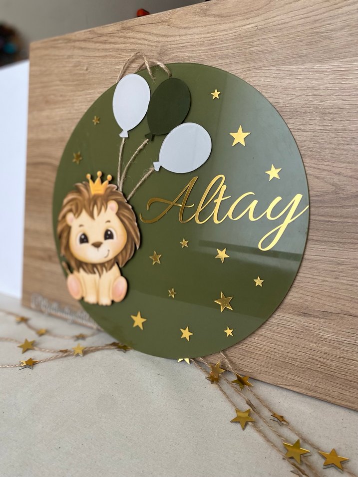 Aslan Figürlü Çocuk Odası Duvar Süsü - Görsel 4