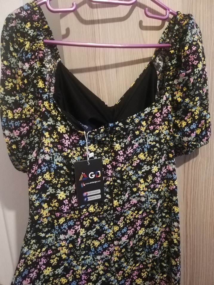 Çiçek Desenli V Yaka Midi Boy Bohem Elbise - Görsel 3