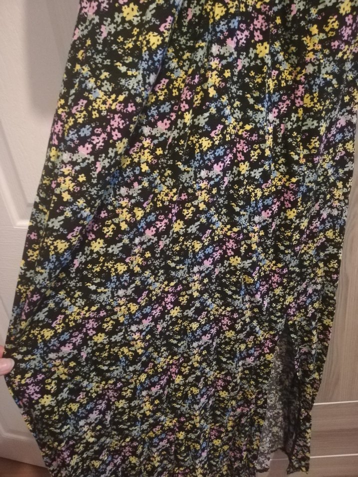 Çiçek Desenli V Yaka Midi Boy Bohem Elbise - Görsel 2