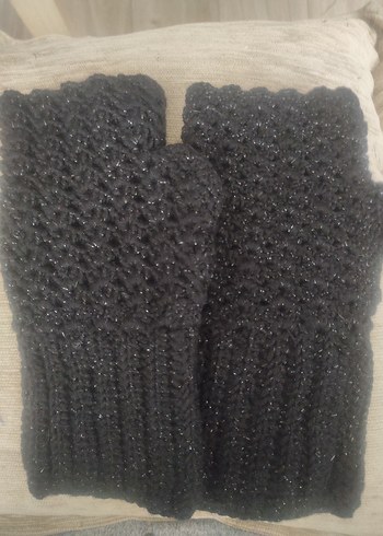 Siyah Örgü Kadın Eldiven - Görsel 2