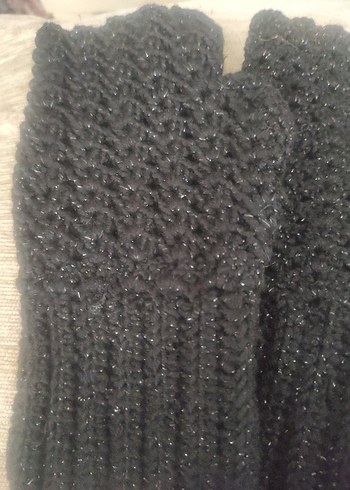 Siyah Örgü Kadın Eldiven - Görsel 3