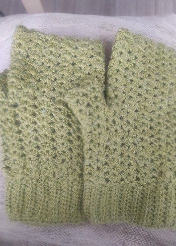 Örgü Kadın Eldiveni - Açık Yeşil - Görsel 4