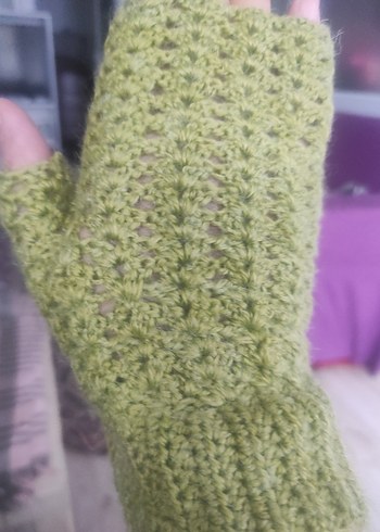 Örgü Kadın Eldiveni - Açık Yeşil - Görsel 2