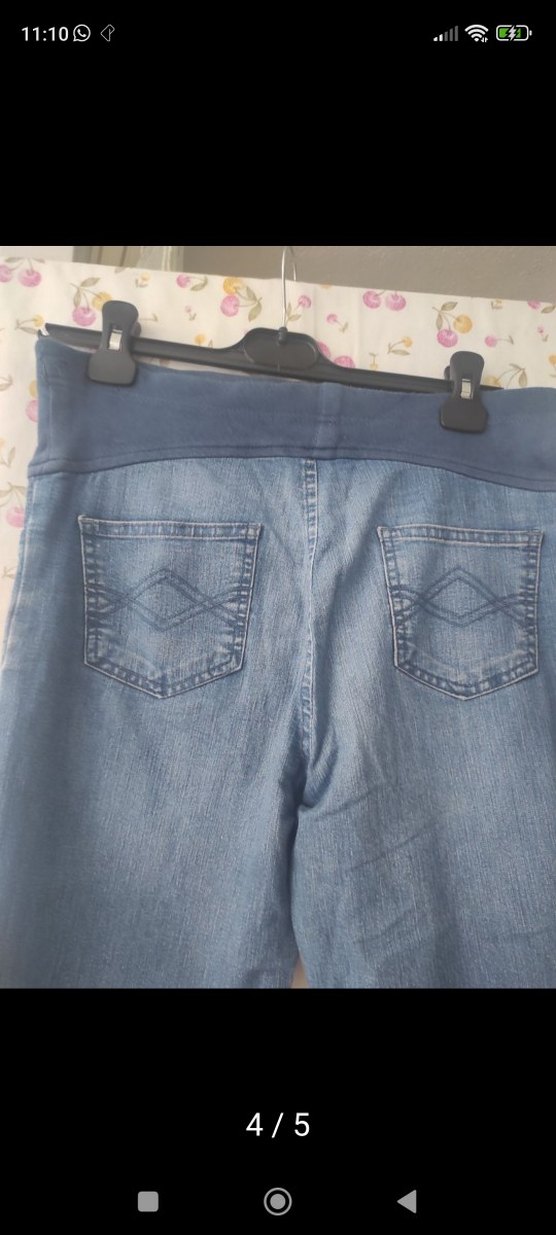 Mavi Hamile Kot Pantolon Bel Detaylı - Görsel 4