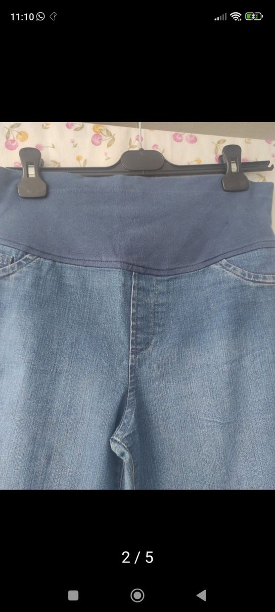 Mavi Hamile Kot Pantolon Bel Detaylı - Görsel 2