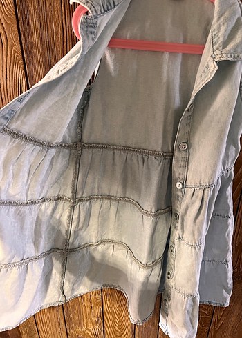 9 Yaş Beden gri Renk Kolsuz Denim Kız Elbisesi