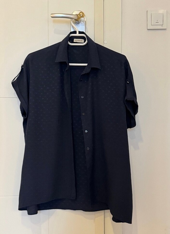 Düğmeli Lacivert Kadın Gömlek - Görsel 2