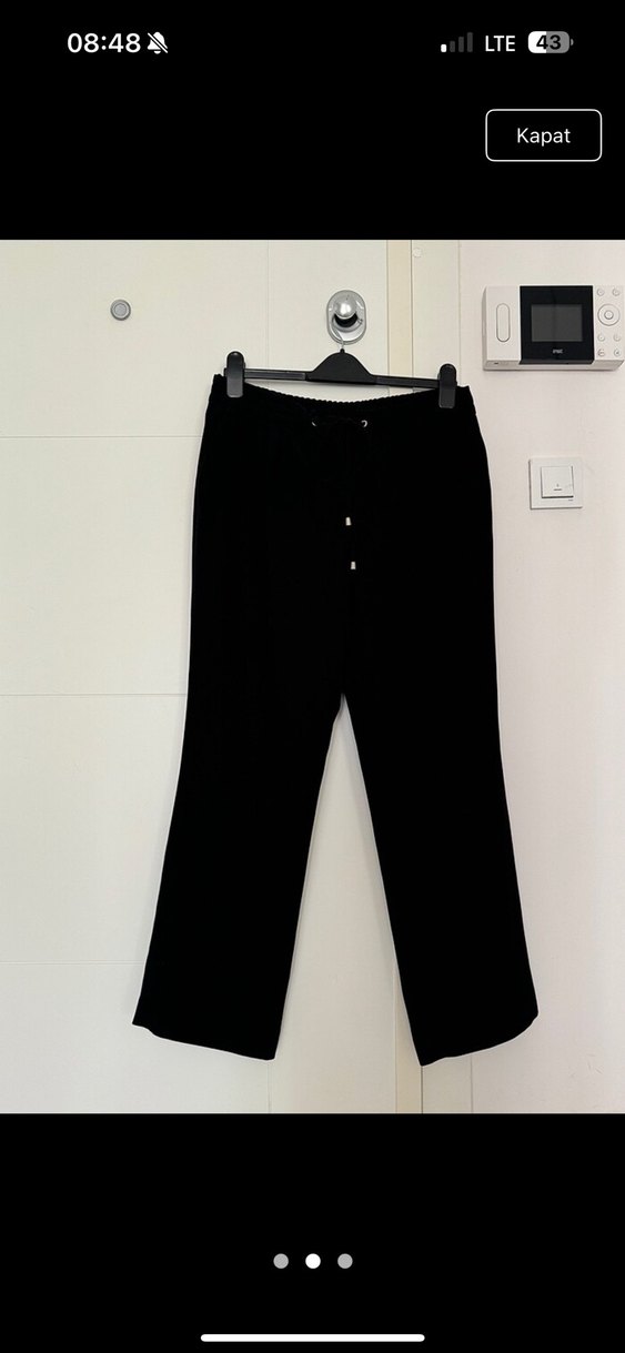 Siyah Bol Kesim Kumaş Pantolon - Görsel 2