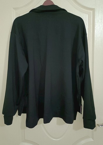 Siyah V Yaka Oversize Kadın Sweatshirt - Görsel 4